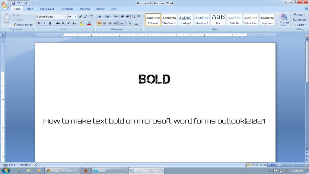 How to make text bold on microsoft word forms outlook 2021