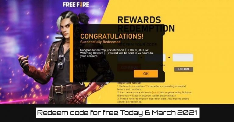 Read more about the article Redeem code for free Today 6 March 2021