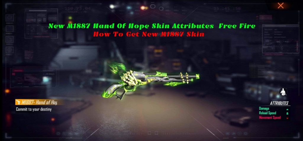 New M1887 Hand Of Hope Skin Attributes Free Fire How To Get New M1887 Skin