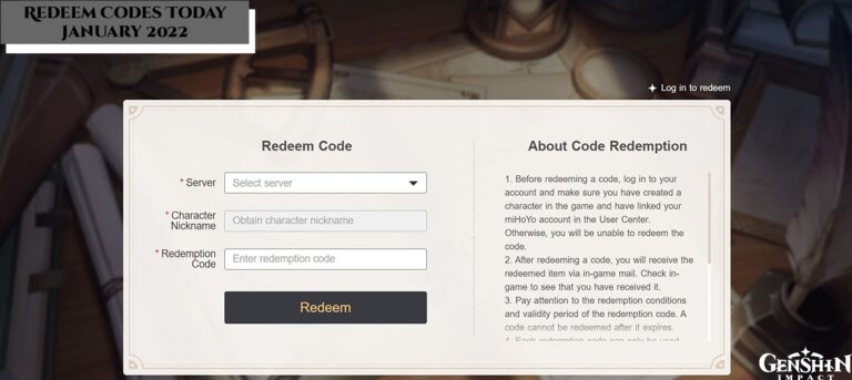 Read more about the article Genshin Impact Redeem Codes Today 12 January 2022