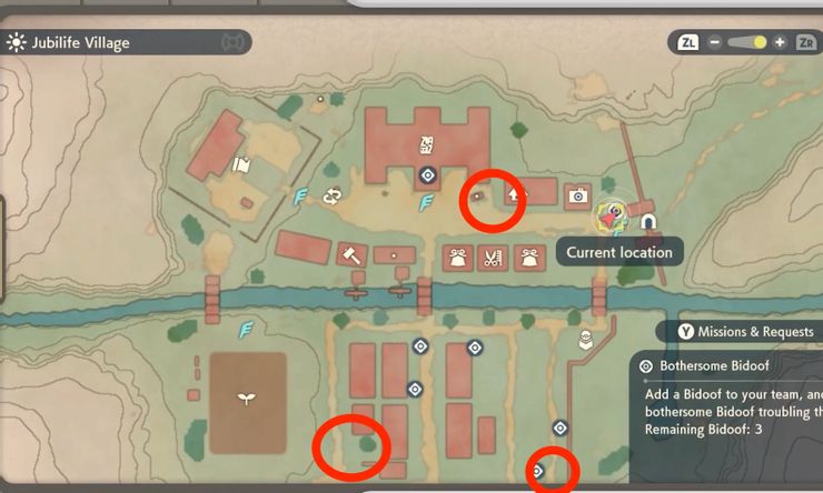 bidoof locations pokemon legends arceus jubilife village map