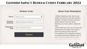 Read more about the article Genshin Impact Redeem Codes Today 23 February 2022