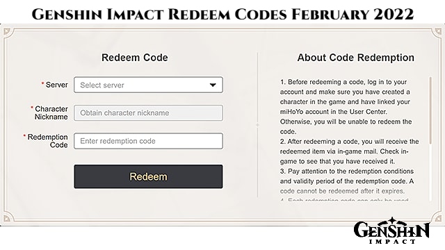 You are currently viewing Genshin Impact Redeem Codes Today 22 February 2022