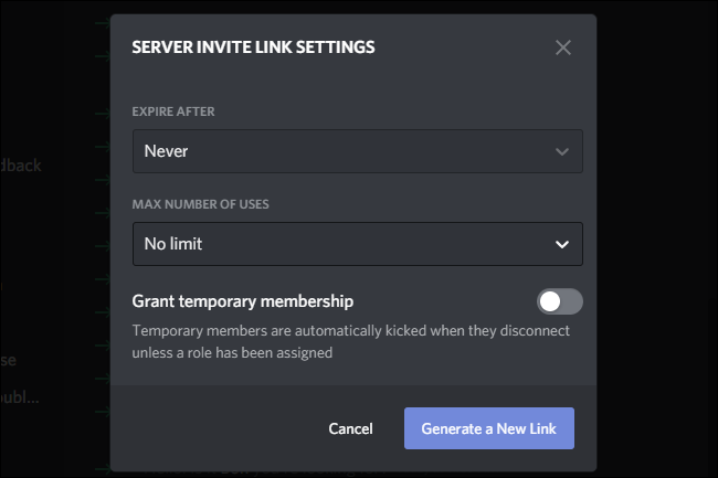 Discord Invite Link Settings