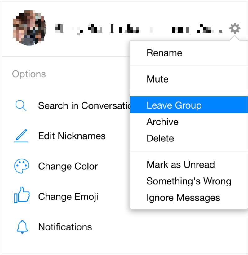 FB Messenger Online Leave Group