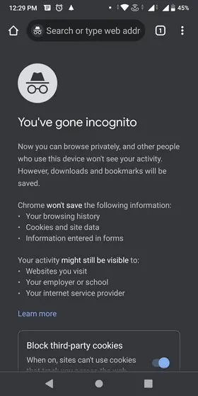 Open Chrome and Firefox in Incognito Mode by Default on Android body 2 1