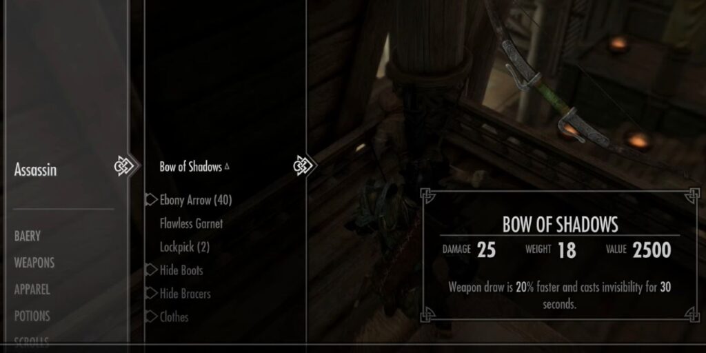 Skyrim How To Get Bow of Shadows Guide Stats Effects 1