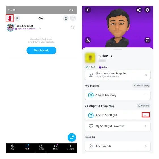 access option to create public profile snapchat