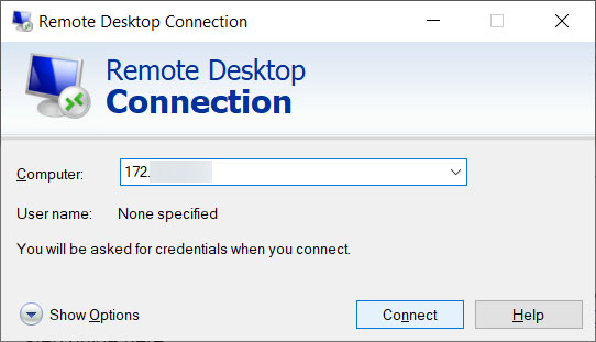 public IP address remote desktop connection