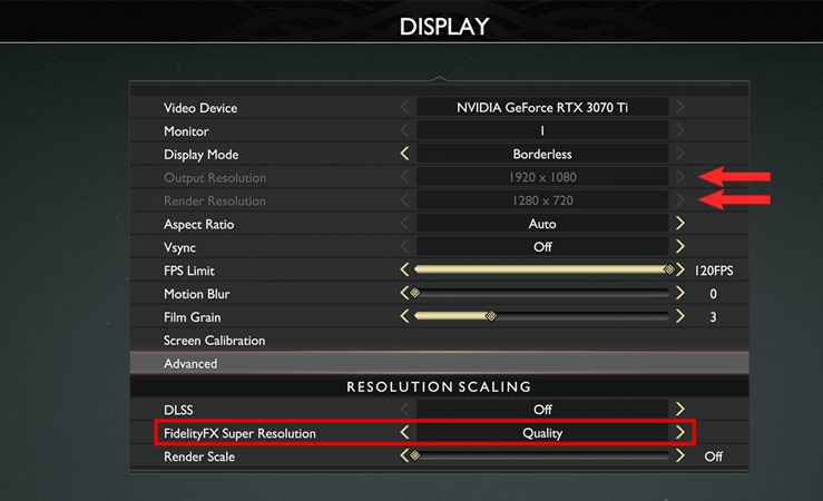 resolution settings in god of war pc 1