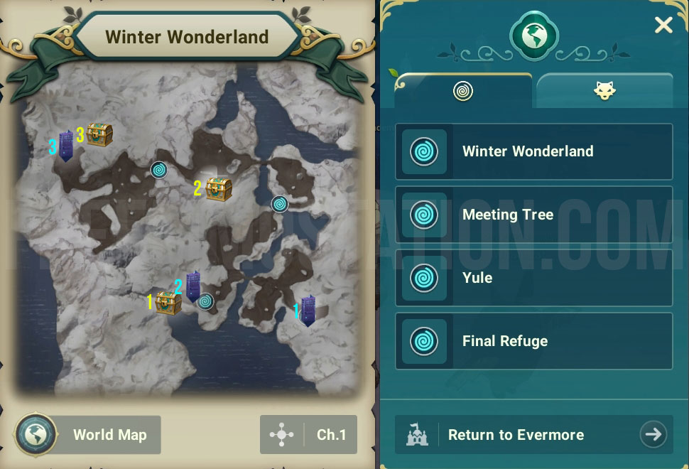 Ni no Kuni Cross Worlds Map Vista Chest Locations Winter Wonderland 1