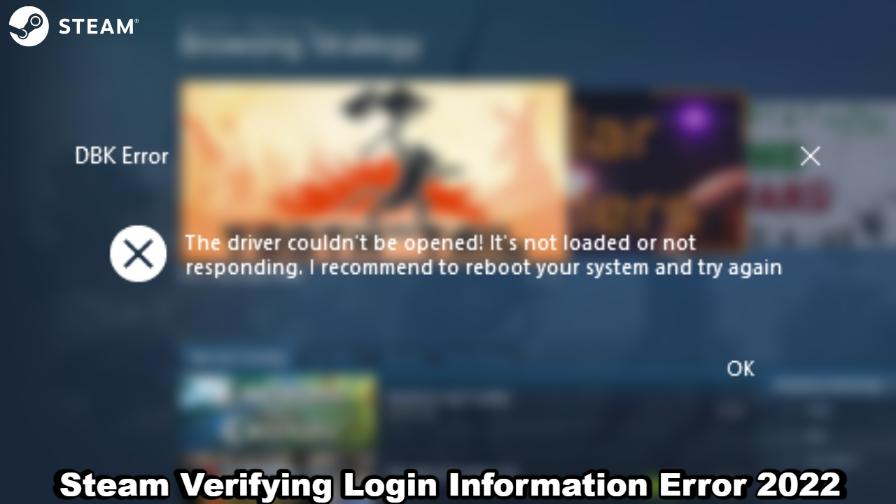 steam verifying login information there was an error communicating