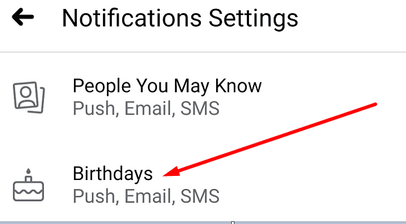 facebook birthday notification settings