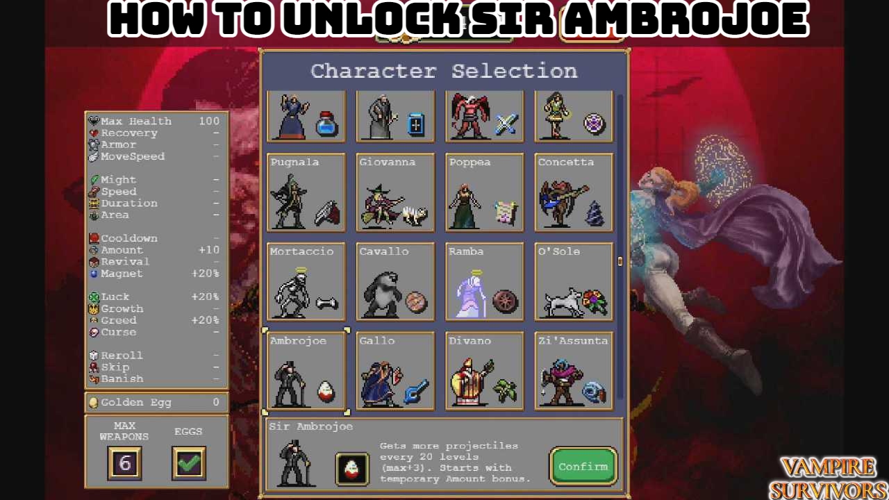 You are currently viewing How To Unlock Sir Ambrojoe In Vampire Survivors