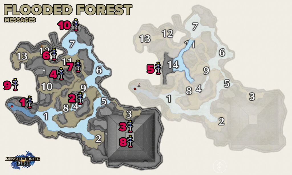 Monster Hunter Rise Flooded Forest messages map 2