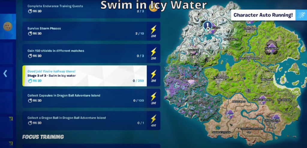 Fortnite Where To Swim 500 Meters In Icy Water