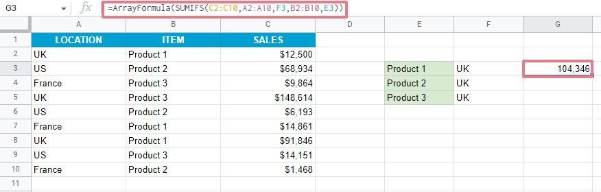 How To Use Array In Google Sheets