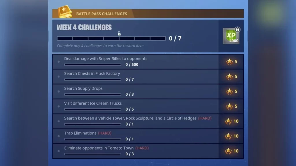 Fortnite Chapter 3 Season 4 Week 4 Challenges